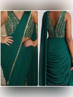 Sani Deep Green embroidered top